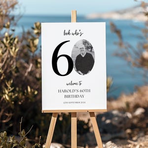 Welcome Sign - Look Who&#39;s 60! | 60th Birthday Photo Welcome Poster | Modern, Editable Template