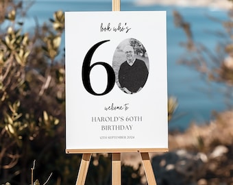 Welcome Sign - Look Who's 60! | 60th Birthday Photo Welcome Poster | Modern, Editable Template
