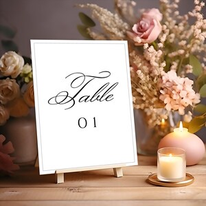 Wedding Table Number Template, Elegant Script Table Number Card, 5x7 and 4x6, Editable Template, Instant Download