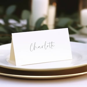 Minimal Calligraphy Name Card Template, Wedding Place Card Template, Printable Name Cards, Modern Minimalist Place Card Template #01