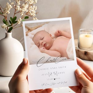 Birth Announcement Card, Baby announcement template, pregnancy, baby birth card template, minimalist printable birth card