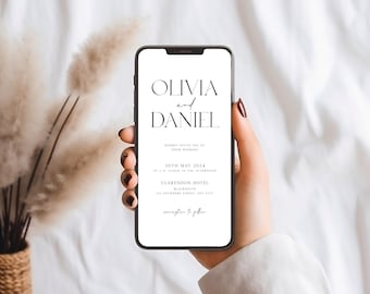 Minimalist Electronic Wedding Invitation, Wedding Digital, Modern Online Invitations, Details, Wedding Evite, Smartphone Invitation
