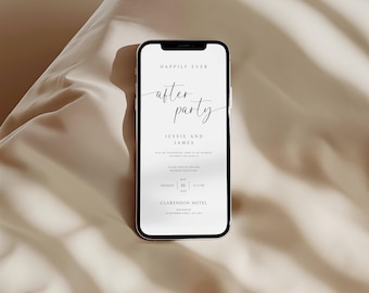Happily Ever After Party Wedding Reception Invitation Template, Modern Reception Evite, Digital Reception Invite, Wedding Announcement