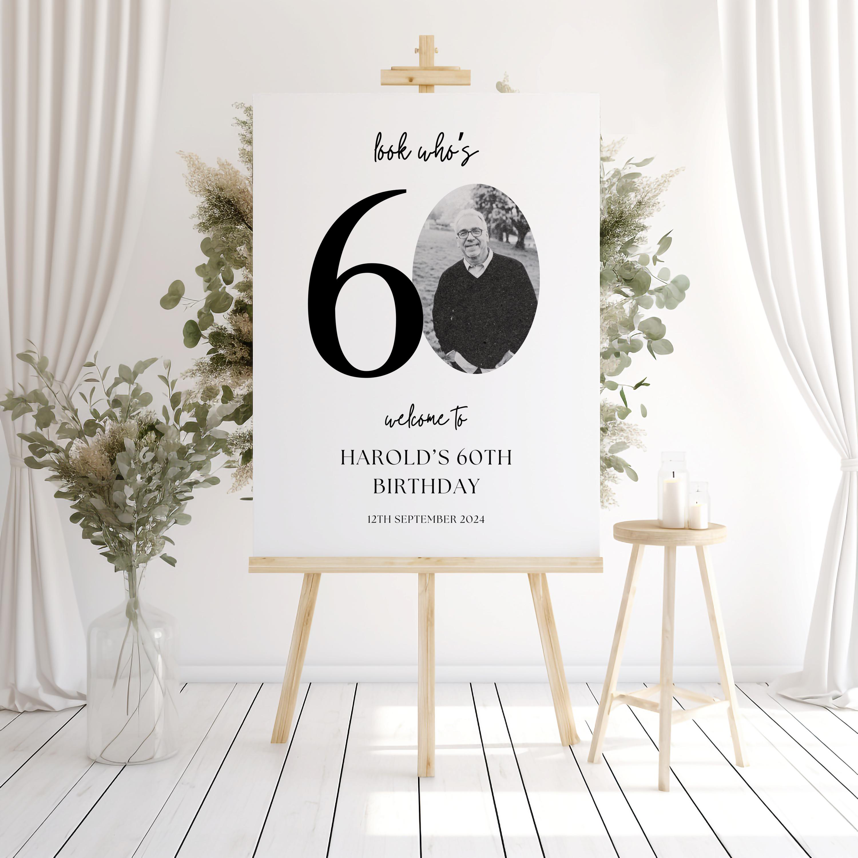 Welcome Sign - Look Who's 60! | 60th Birthday Photo Welcome Poster ...