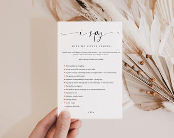 J'espionne le jeu de mariage Capturez l'amour chasse au trésor photo carte de jeu de mariage, minimaliste, jeu de réception, jeu de chasse aux photos de mariage