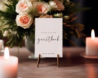 Wedding guestbook sign, Please sign our guestbook sign, Boho wedding, Sign our guest book, Modern minimalist wedding sign, sign template.
