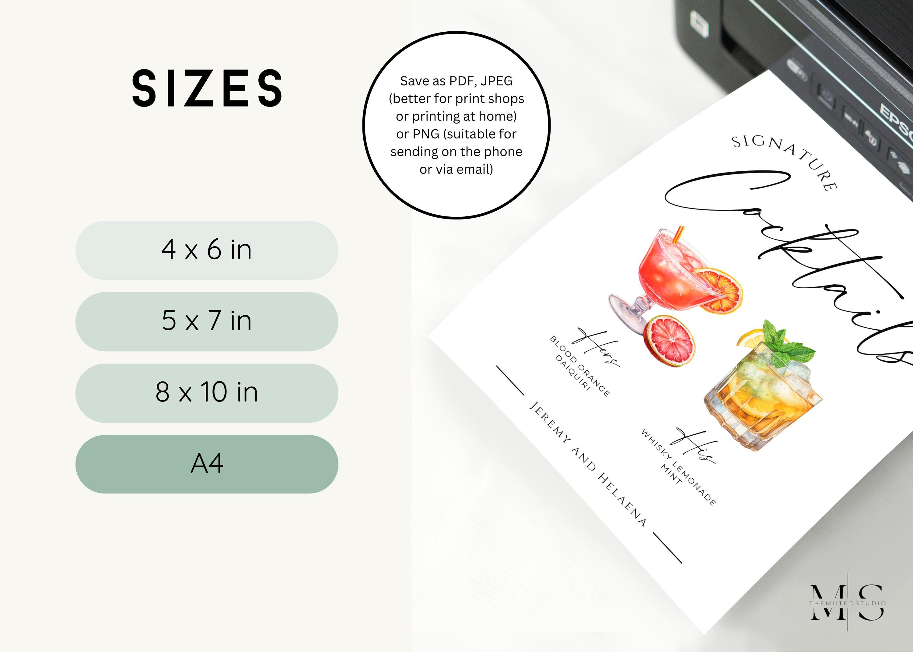 Bar Menu Template, ,signature Drinks Sign,modern Editable Drink Menu ...