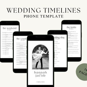 Minimal Wedding Day Mobile Timeline Template, Wedding Timeline Template Bride Party, Editable Wedding Timeline Template, Reception Timeline