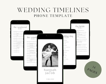 Minimal Wedding Day Mobile Timeline Template, Wedding Timeline Template Bride Party, Editable Wedding Timeline Template, Reception Timeline