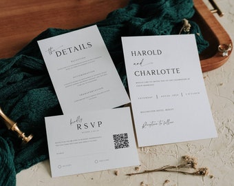 Minimalist Wedding Invitation Template,  Templett Invite, Modern Wedding Invite, Wedding Invitation #02