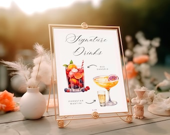 Bar Menu Template 02,Signature Drinks Sign,Modern Editable Drink Menu Template, + 1000 Drink Images Included, Minimalist Printable Bar Menu,