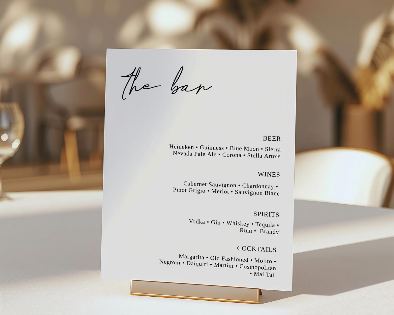 Modern Signature Bar Menu, Editable Printable Drinks Menu, Minimalist ...