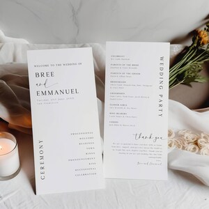 Minimal Modern Wedding Program, Wedding Minimalist Order of Service, Ceremony Program Wedding Day Timeline