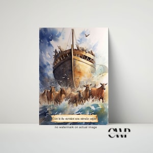 Noah&#39;s Ark Watercolor Wall Art Print | Noah&#39;s Ark Watercolor Christian Print | Printable Wall Art | Digital Art, Jesus art, Jesus wall art.