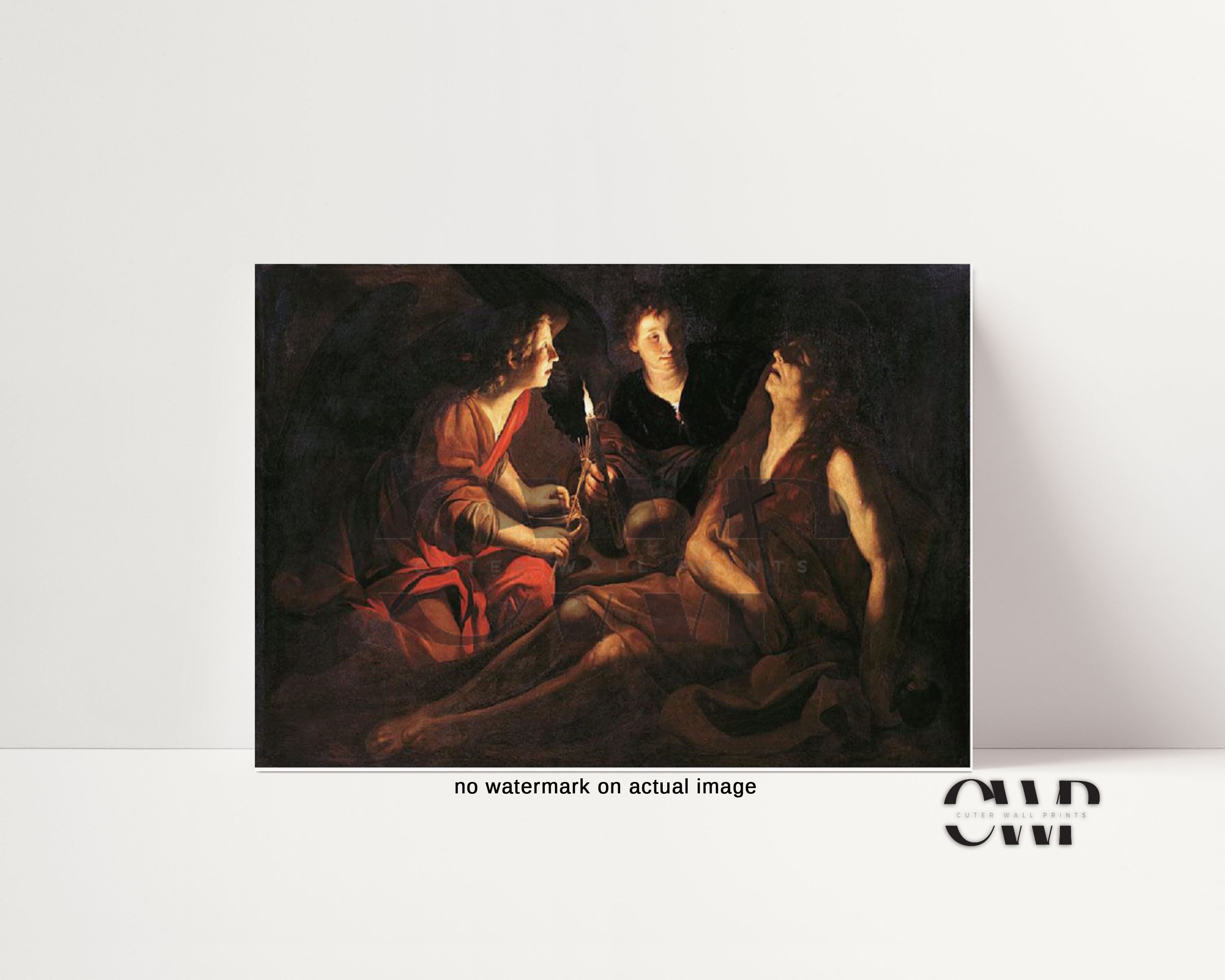 Death of Mary Magdalene, Catholic Fine Art, Catholic Saint Art, St Mary Magdalene Watercolor