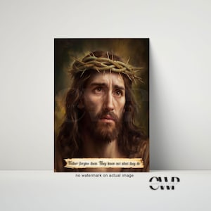 Christ&#39;s Embrace, Jesus Portrait, Jesus painting, Jesus art, Jesus wall art, Jesus picture, Jesus canvas, home decor, crown of thorns