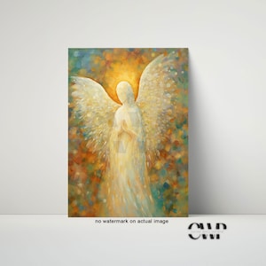 Angel Painting, Angel Wall Art, Angel Wings Painting, Woman Angel Watercolor, Wall Art Print, Abstract Angel Figure Art, Spiritual