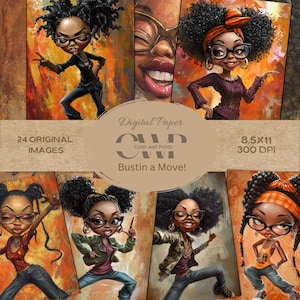 WHIMSICAL Diario eccentrico per ragazze afroamericane e nere, arte stravagante, libro di fiabe, carta digitale, pagine stampabili, stampa, arte fantasy.