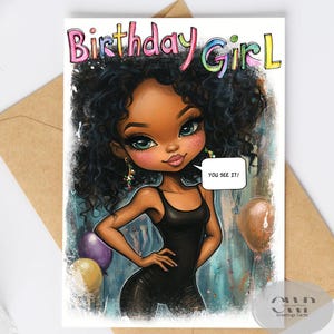 Carte d'anniversaire afro-américaine impertinente | Carte drôle de fille noire de Zazzle.be Liste d'envies Vous avez des idées ? Cadeau d'anniversaire de la reine | de voeux afrocentrique d'amusement | Conception aquarelle 5 x 7