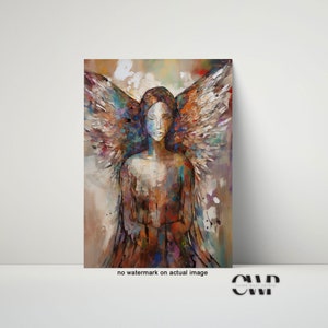 Angel Painting, Angel Wall Art, Angel Wings Painting, Woman Angel Watercolor, Wall Art Print, Abstract Angel Figure Art, Spiritual