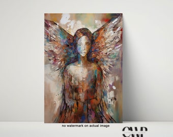 Abstract Angel Wings Giclee Print, Spiritual Wall Art