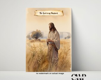 Lord is my Shepherd | follower of jesus | Catholic Art | Jesus Watercolor | Jesus Art Print | jesus painting | Christian art | Christ Art