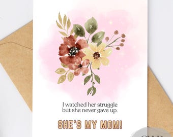 Inspirational Mother's Day Card, Meaningful Mom Card, 5x7 Cardstock