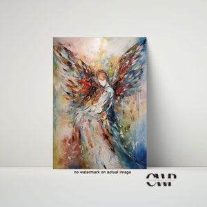 Angel Painting, Angel Wall Art, Angel Wings Painting, Woman Angel Watercolor, Wall Art Print, Abstract Angel Figure Art, Spiritual