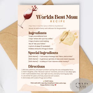 Cartão de Dia das Mães, personalizado, engraçado, fofo, de crianças, cartão feito à mão para a mãe, ideia de presente, cartão de felicitações.