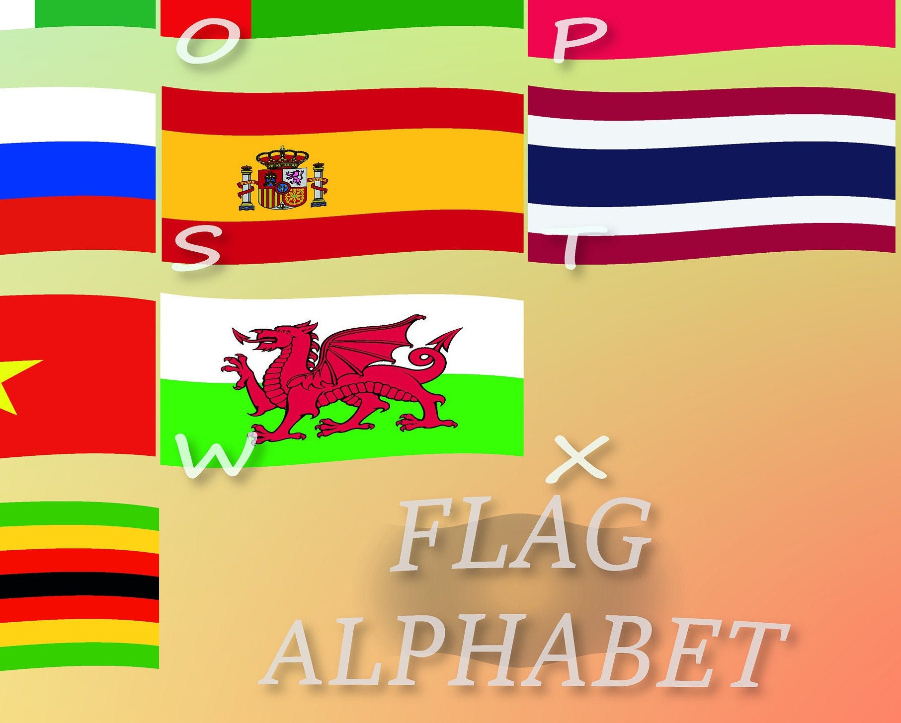 Printable FLAG ALPHABET Poster for kids and adults Home Decor Etsy