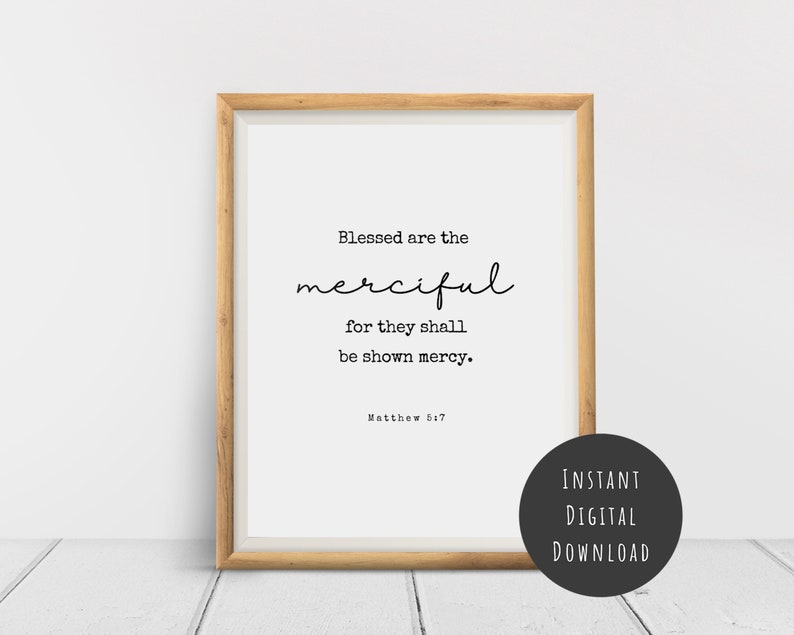 Printable Blessed Merciful Bible Quote Wall Art Digital Download ...