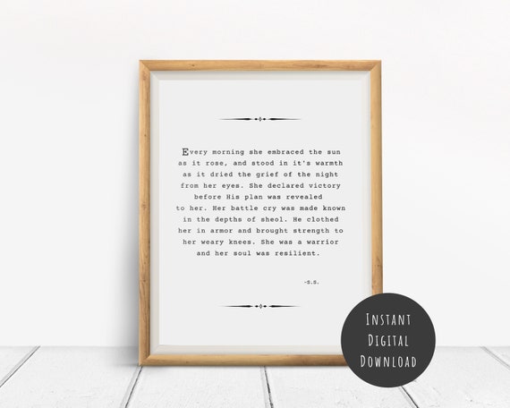 Printable Warrior Resilience Citation Wall Art Minimalist Etsy Canada