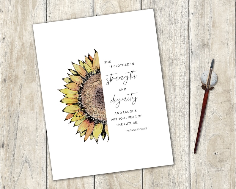 Printable Sunflower Proverbs Quote Christian Wall Art Original ...