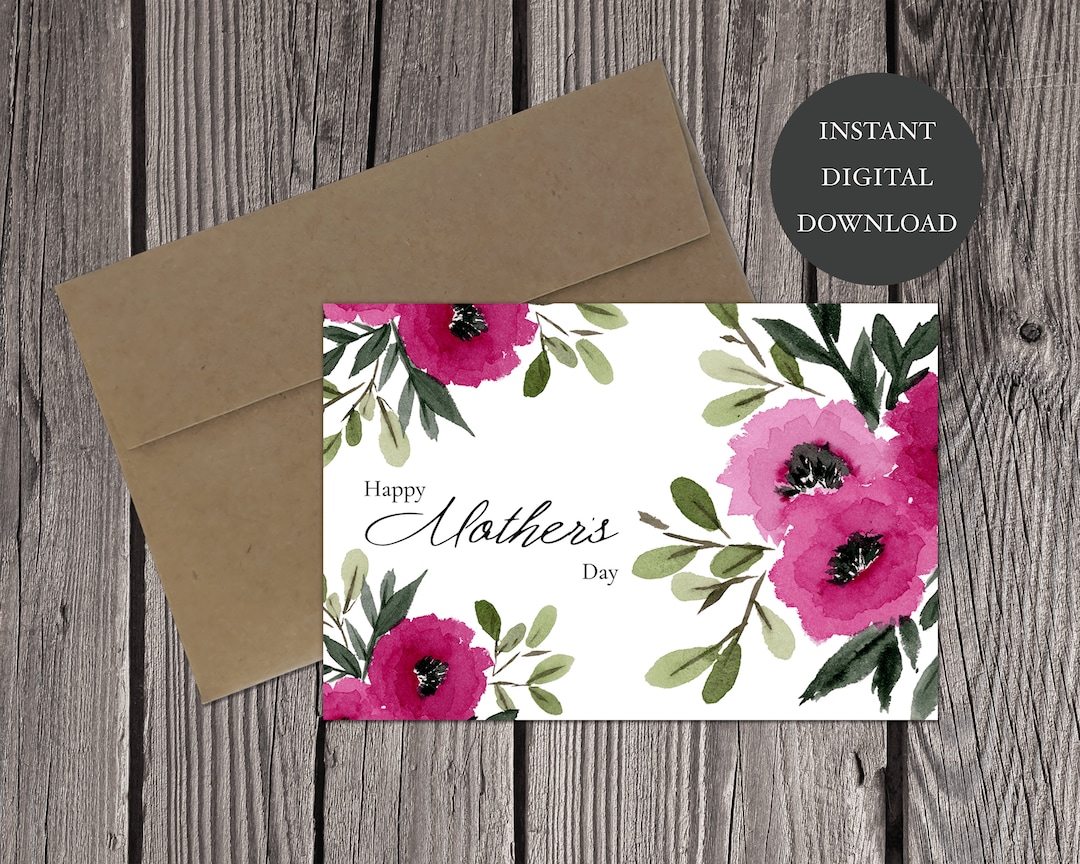 Watercolor Floral Mother's Day Card (digital Download) - Etsy