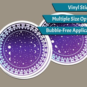Halloween Sticker - Nachthimmel - Sterne und Mond Aufkleber, Lila Sticker, BlauEr Sticker, Spirituelle Sticker, New Age Sticker, Esoterik Sticker