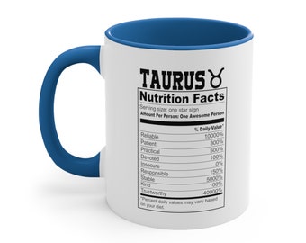 Taurus Nutrition Facts - Horoscope - Spiritual Mug - Taurus, Taurus Gift, Taurus Mug, Horoscope Mug, Astrology Mug
