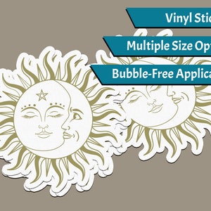 Spirituelle Sticker - Sonne & Mond - Pagan Sticker, Sonne Aufkleber, Mond Sticker, Hexen Sticker, Gold Sticker, Wicca Sticker, Laptop Sticker