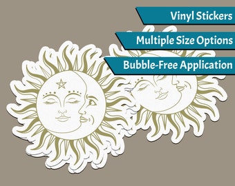 Spiritual Sticker - Sun & Moon - Pagan Sticker, Sun Sticker, Moon Sticker, Witch Sticker, Gold Sticker, Wiccan Sticker, Laptop Sticker