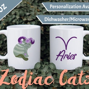 Aries Zodiac Mug, 15oz – Cat Horoscope - Spiritual Mug - Aries, Aries Gift, Aries Mug, Horoscope Mug, Astrology Mug