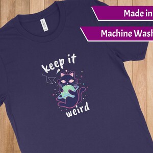 Alien Unisex Scoop Neck Shirt - Keep It Weird - Short-Sleeve Women Shirt - UFO Shirt, Weird Shirt, Teen Shirt, Alien Shirt, Alien Cat Shirt