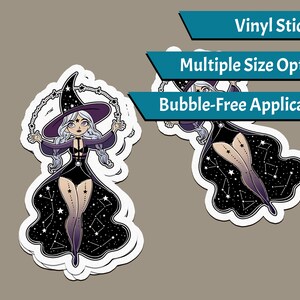 Adesivo de Halloween - Bruxa Constelação - Adesivo de Bruxa Estrela, Adesivo de Bruxa do Espaço, Adesivo Gótico, Adesivo para Laptop, Adesivo Pagão, Wiccan