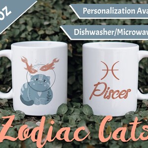 Pisces Zodiac Mug, 15oz – Cat Horoscope - Spiritual Mug - Pisces, Pisces Gift, Pisces Mug, Horoscope Mug, Astrology Mug