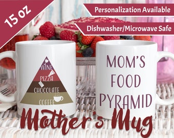 Taza del Día de la Madre, 15oz - Pirámide de la Comida de mamá - Día de las Madres, Regalo para mamá, Taza del Día de las Madres, Taza de mamá, Mamá, Madre, Regalo del Día de las Madres, Regalo de mamá