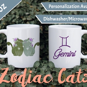 Gemini Zodiac Mug, 15oz – Cat Horoscope - Spiritual Mug - Gemini, Gemini Gift, Gemini Mug, Horoscope Mug, Astrology Mug