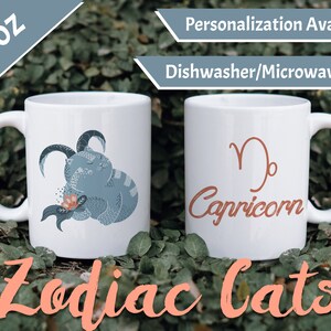 Capricorn Zodiac Mug, 15oz – Cat Horoscope - Spiritual Mug - Capricorn, Capricorn Gift, Capricorn Mug, Horoscope Mug, Astrology Mug
