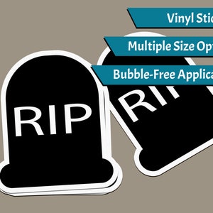 Halloween Sticker - RIP - Grave Stone Sticker, RIP Sticker, Cemetery Sticker, Grafsteen Silhouet Sticker, Goth Sticker, Zwarte Sticker
