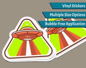 Alien Sticker - 2x2in or 3x3in - UFO sticker, Space Sticker, Laptop Sticker, Water Bottle Sticker, Alien Laptop Stickers, UFO Laptop Sticker