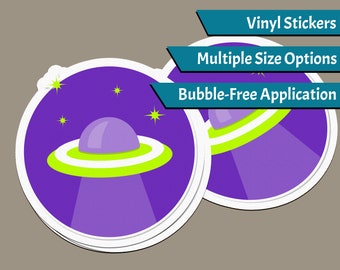 Alien Sticker - 2x2in or 3x3in - UFO sticker, Space Sticker, Laptop Sticker, Water Bottle Sticker, Alien Laptop Stickers, UFO Laptop Sticker