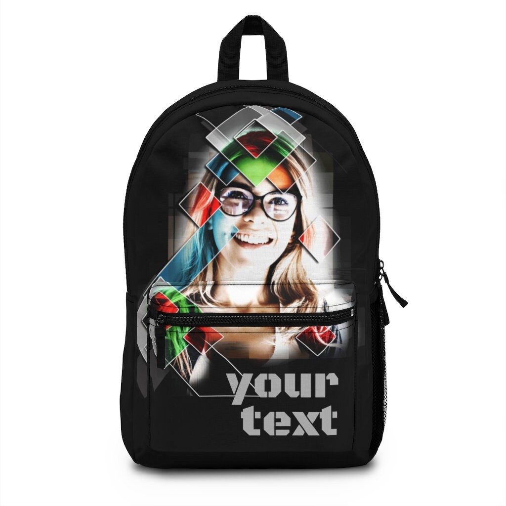 Designer Black Backpack with Your Photo Personalized Etsy