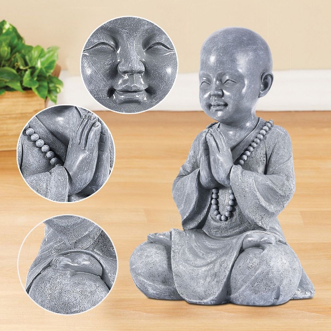 Medidating Baby Monk Statue Zen Monk Resin Sculpture Etsy
